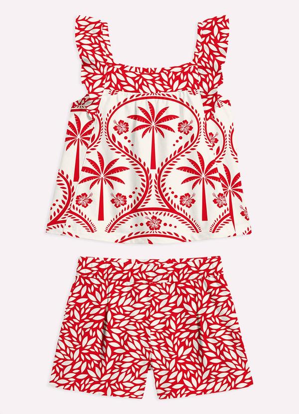 Conjunto Infantil Menina Folhas Branco