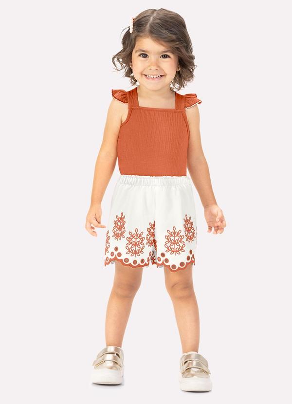 Vista 2 Conjunto Infantil Menina Folhas Laranja Milon Milon