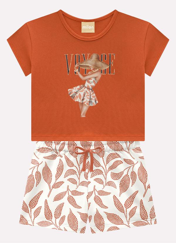 Conjunto Infantil Menina Folhas Milon Laranja