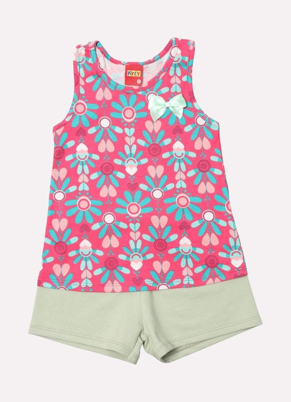 Conjunto Infantil Menina Folhas Rosa