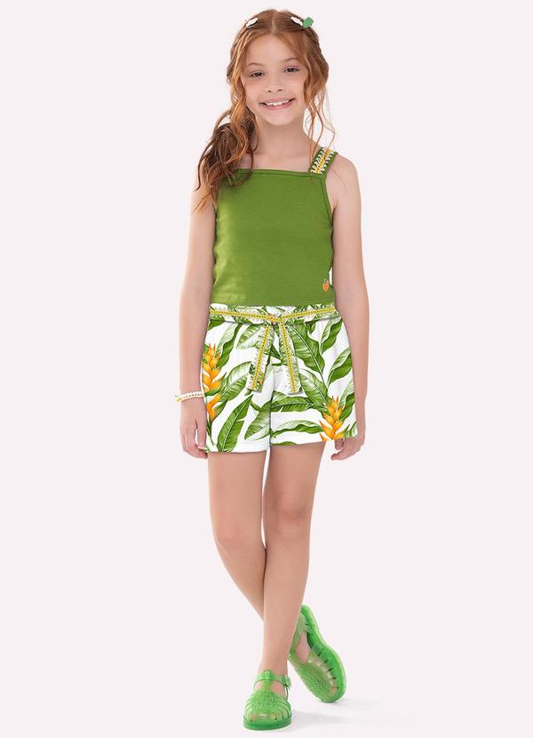 Conjunto Infantil Menina Folhas Verde