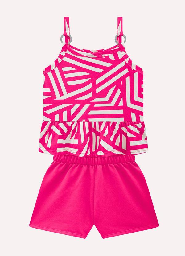 Conjunto Infantil Menina Formas Geométricas Rosa