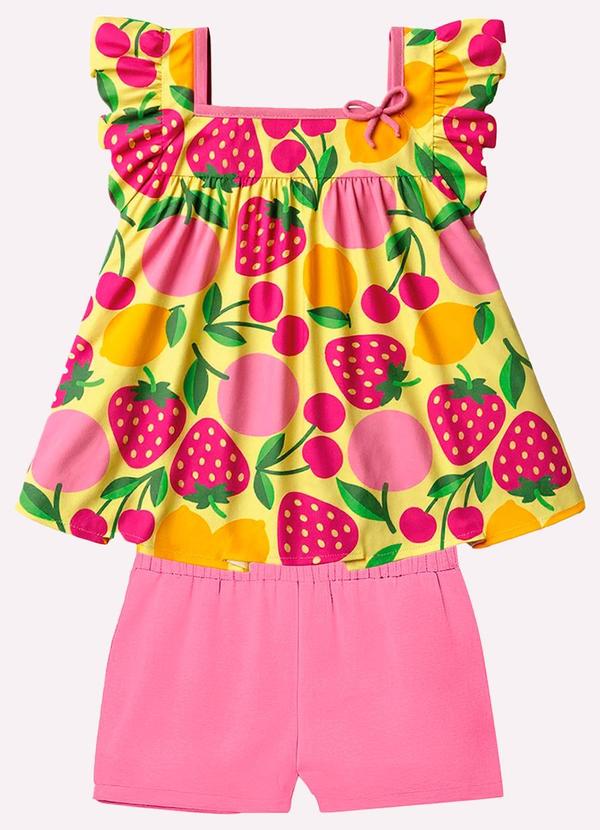 Conjunto Infantil Menina Frutas Amarelo