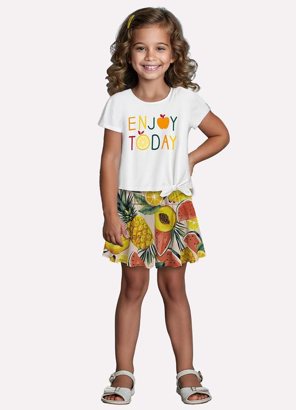 Conjunto Infantil Menina Frutas Branco