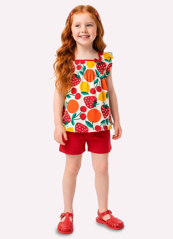 Conjunto Infantil Menina Frutas Branco