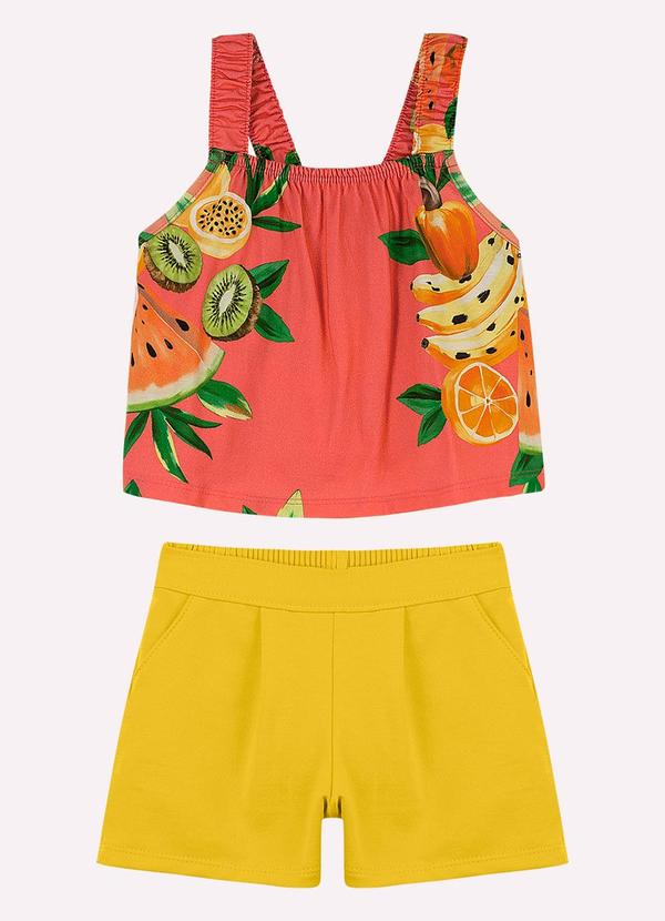 Conjunto Infantil Menina Frutas Vermelho