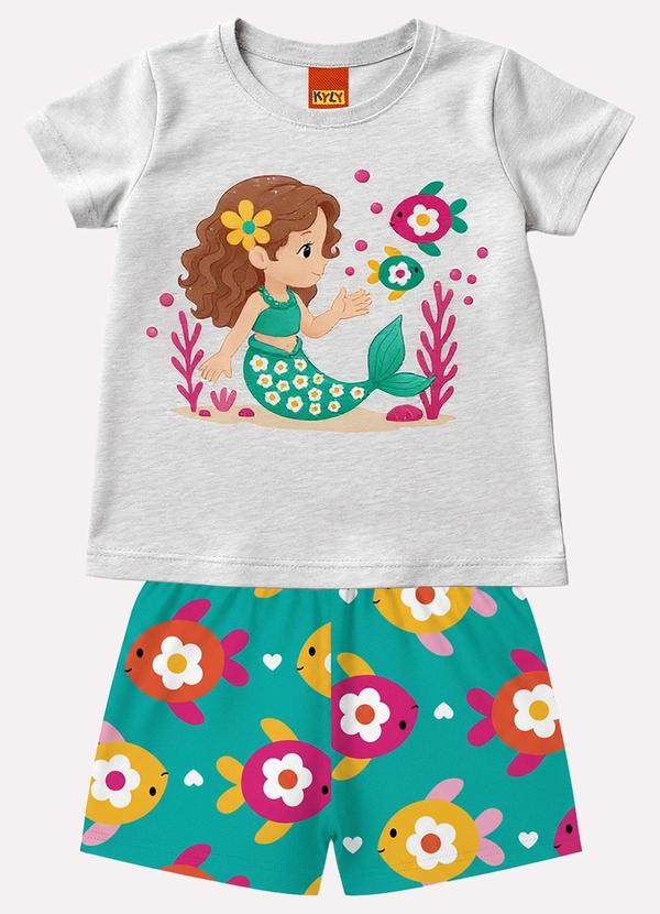 Conjunto Infantil Menina Fundo do Mar Cinza