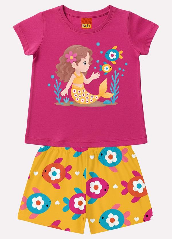Conjunto Infantil Menina Fundo do Mar Rosa