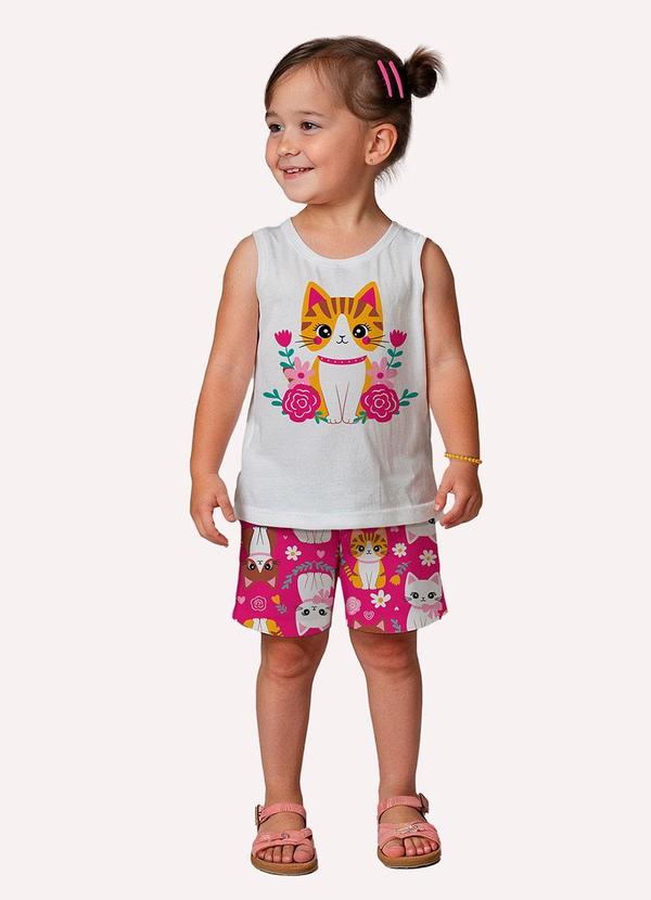 Conjunto Infantil Menina Gatinha Branco