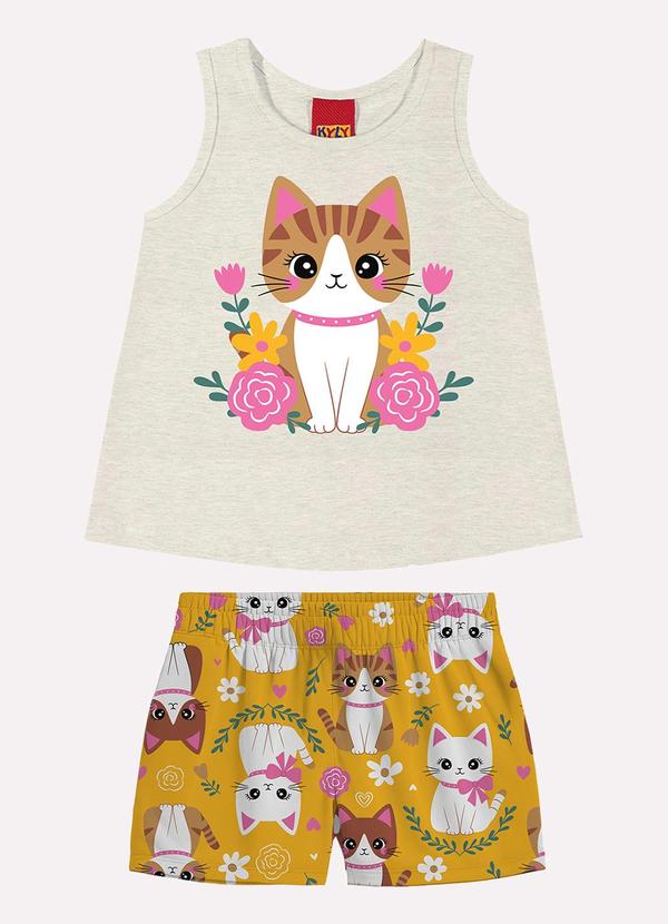 Conjunto Infantil Menina Gatinha Cinza