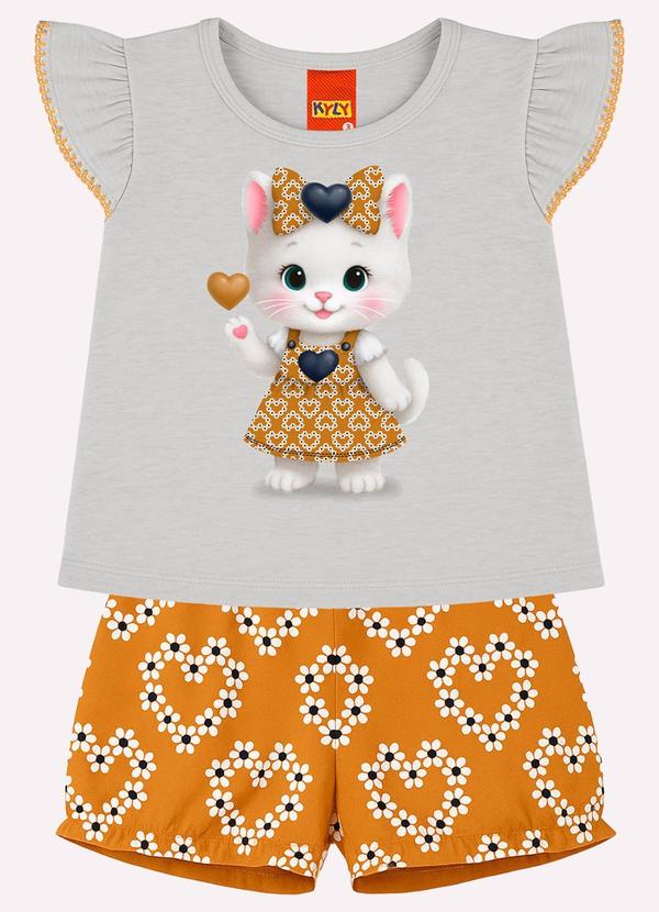 Conjunto Infantil Menina Gatinha Cinza