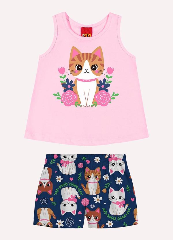 Conjunto Infantil Menina Gatinha Rosa