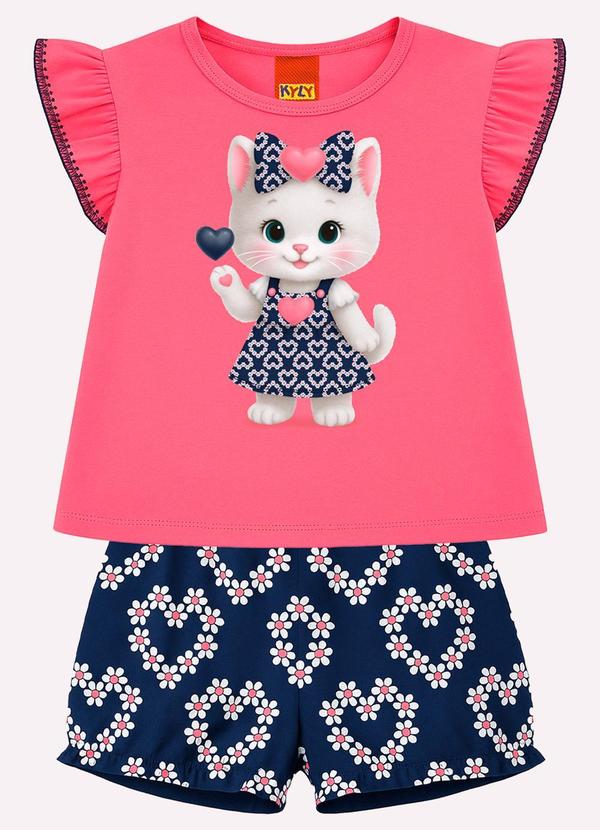 Conjunto Infantil Menina Gatinha Rosa