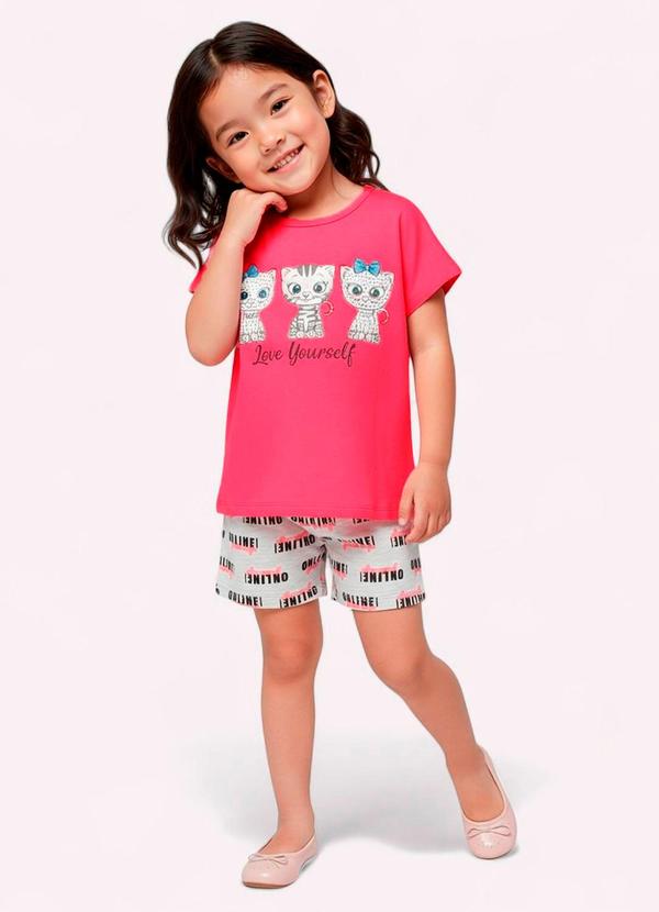 Conjunto Infantil Menina Gatinho Pink