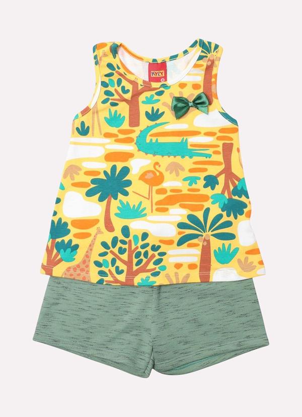 Conjunto Infantil Menina Girafa Amarelo
