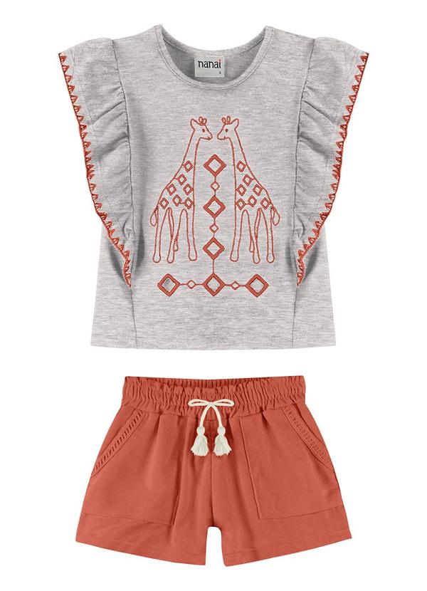 Conjunto Infantil Menina Girafa Cinza