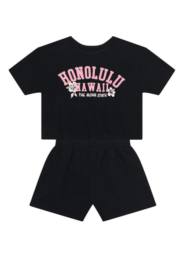 Conjunto Infantil Menina Havaí Preto