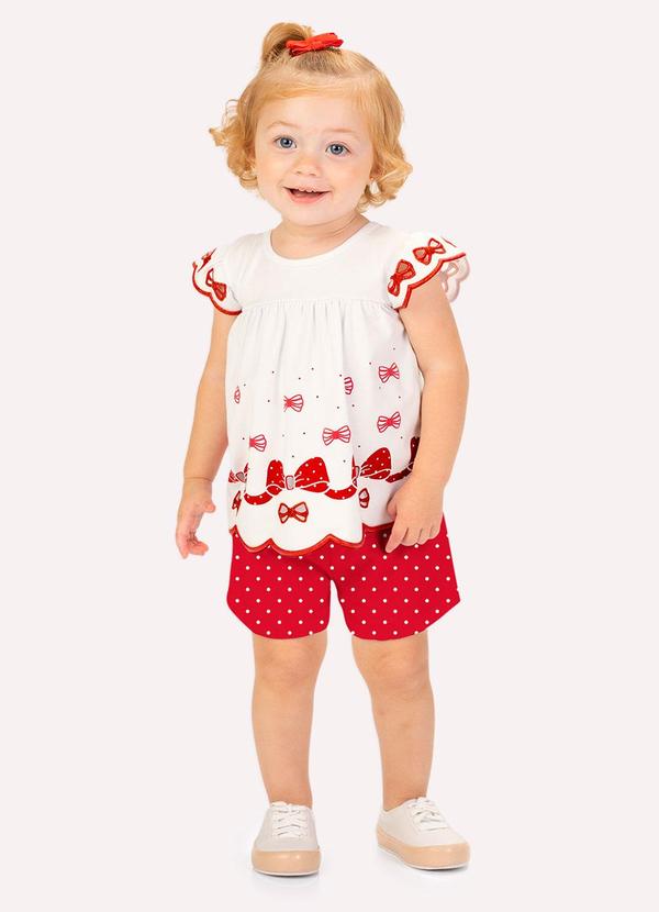 Conjunto Infantil Menina Laço Off White