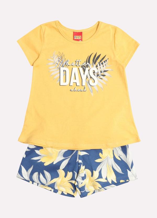 Conjunto Infantil Menina Lettering Amarelo