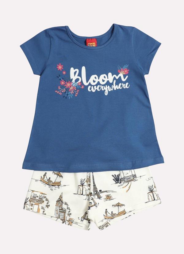 Vista 2 Conjunto Infantil Menina Lettering Azul Kyly Kyly
