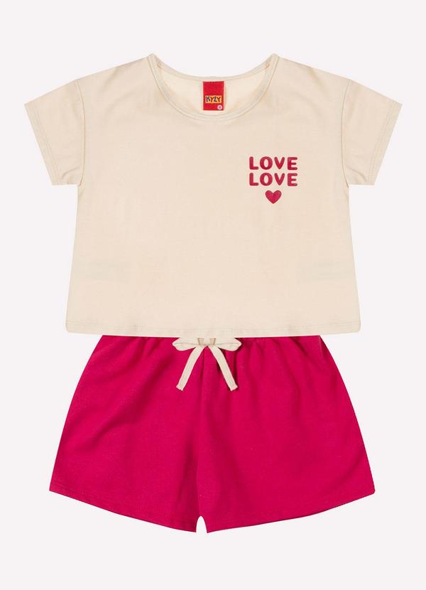 Conjunto Infantil Menina Lettering Bege