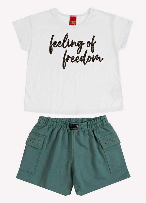 Vista 2 Conjunto Infantil Menina Lettering Branco Kyly Kyly
