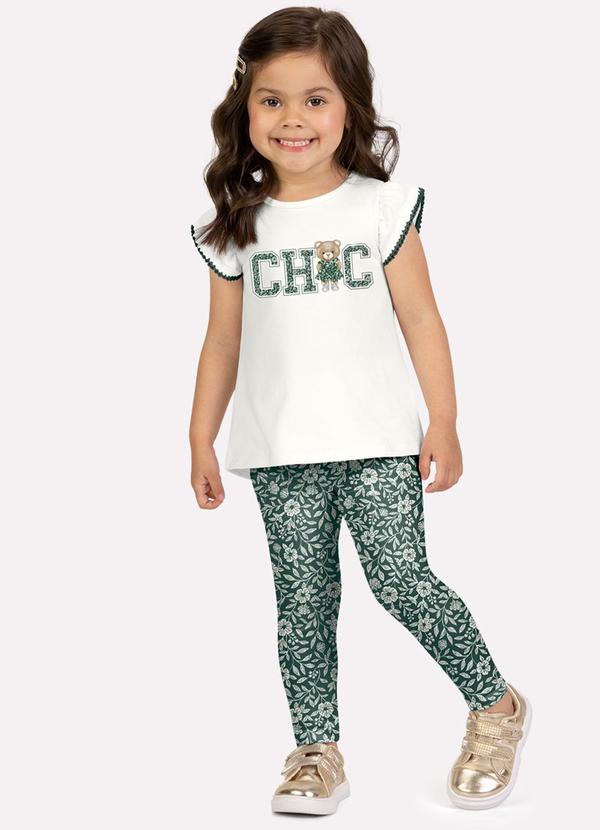Conjunto Infantil Menina Lettering Branco