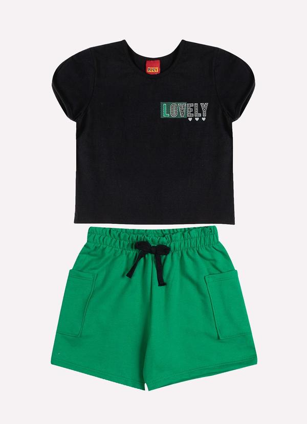 Conjunto Infantil Menina Lettering Preto