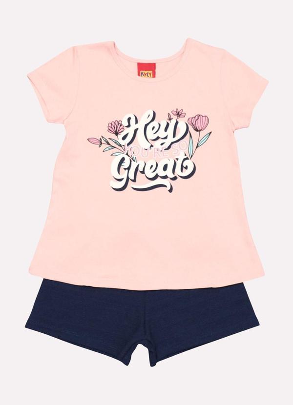 Conjunto Infantil Menina Lettering Rosa