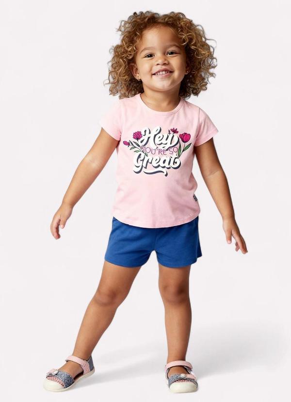 Conjunto Infantil Menina Lettering Rosa