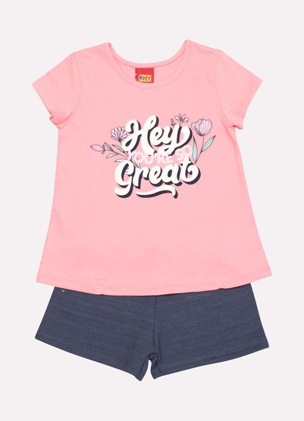 Conjunto Infantil Menina Lettering Rosa