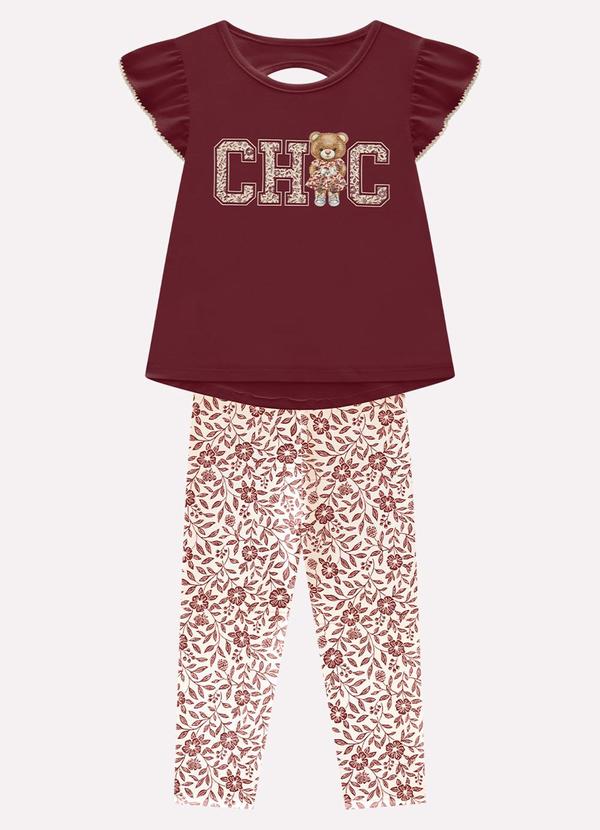 Conjunto Infantil Menina Lettering Vermelho