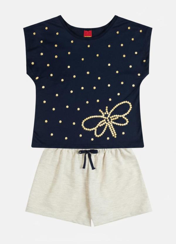 Conjunto Infantil Menina Libélula Azul Marinho