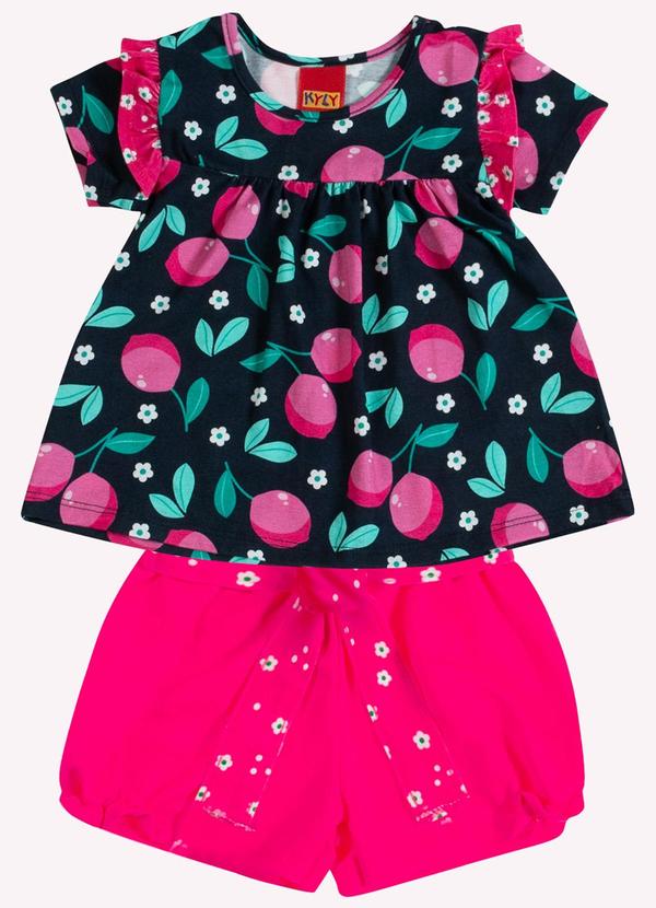 Conjunto Infantil Menina Limões Azul Marinho