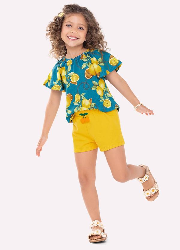 Conjunto Infantil Menina Limões Azul