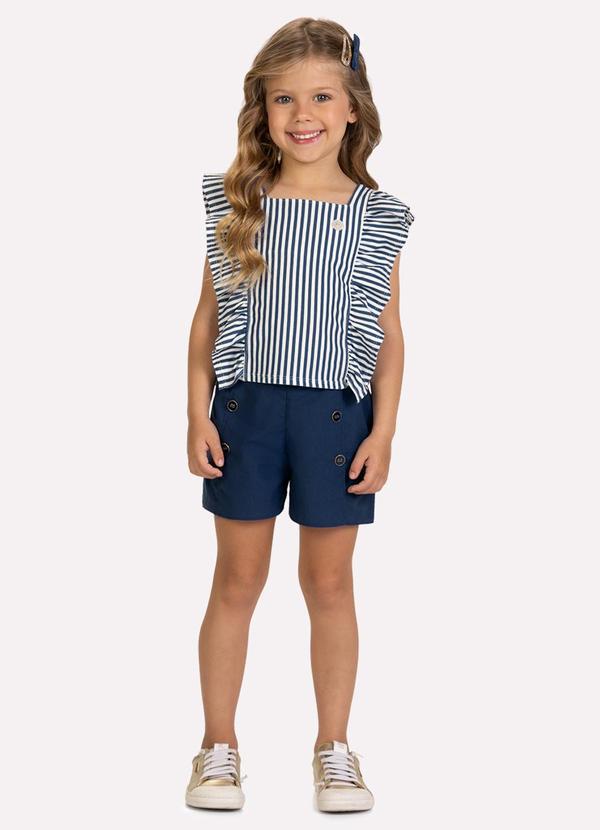 Conjunto Infantil Menina Listras Azul