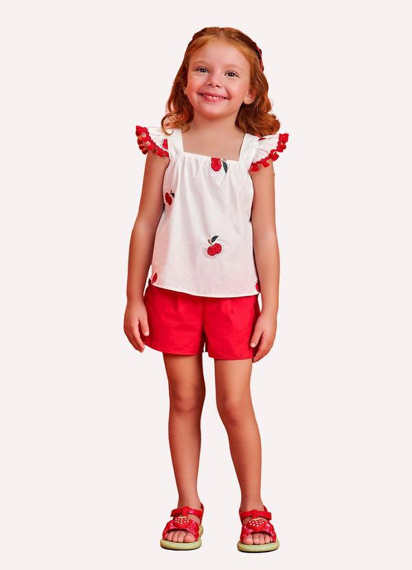 Conjunto Infantil Menina Maças Off White