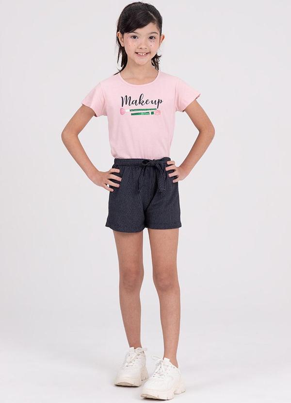 Vista 2 Conjunto Infantil Menina Manga Evasê Makeup Rosa VIDA COSTEIRA VIDA COSTEIRA