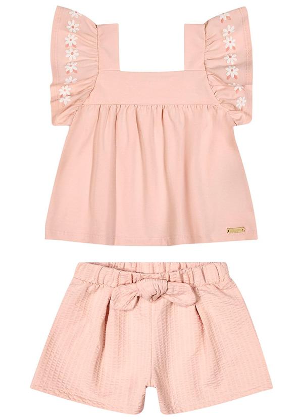 Conjunto Infantil Menina Margaridas Rosa