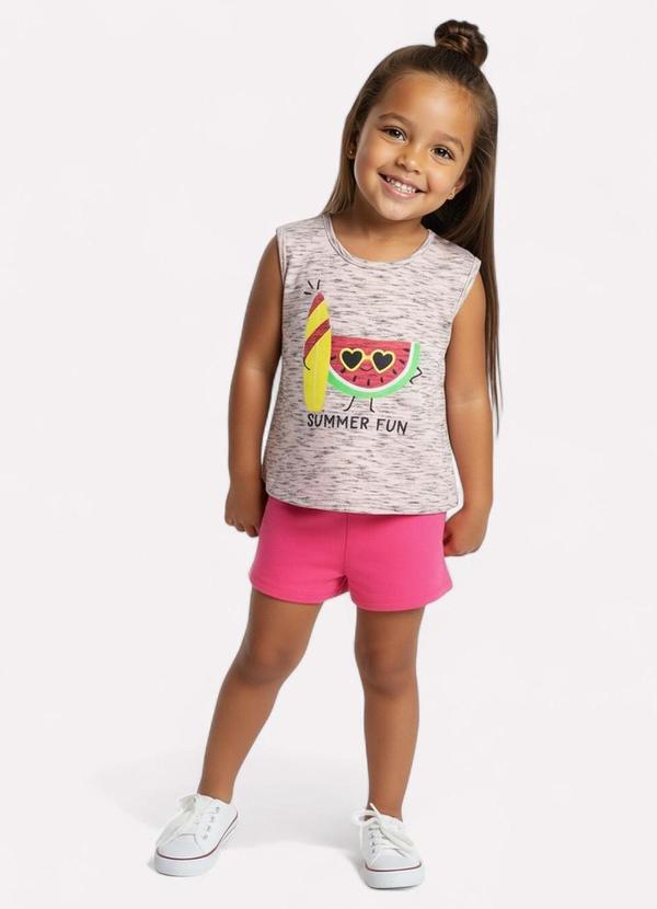 Vista 2 Conjunto Infantil Menina Melancia Rosa Kyly Kyly