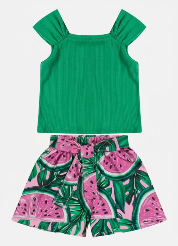 Vista 2 Conjunto Infantil Menina Melancia Verde Kyly Kyly