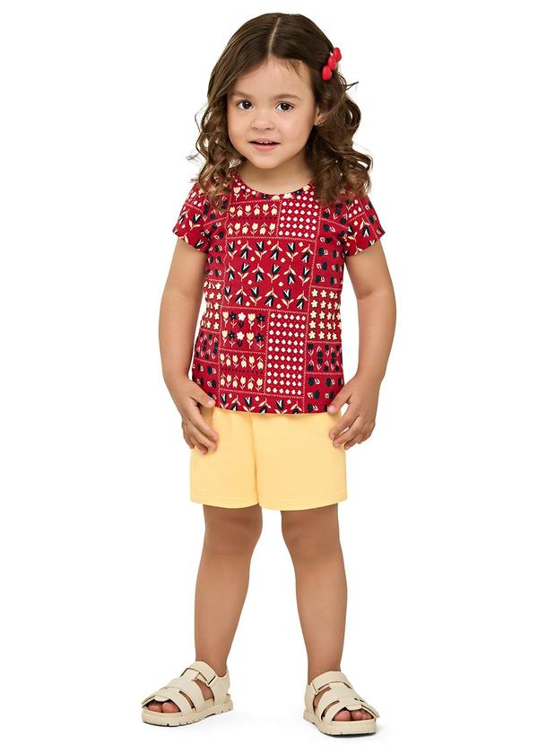Conjunto Infantil Menina Mix Floral Vermelho