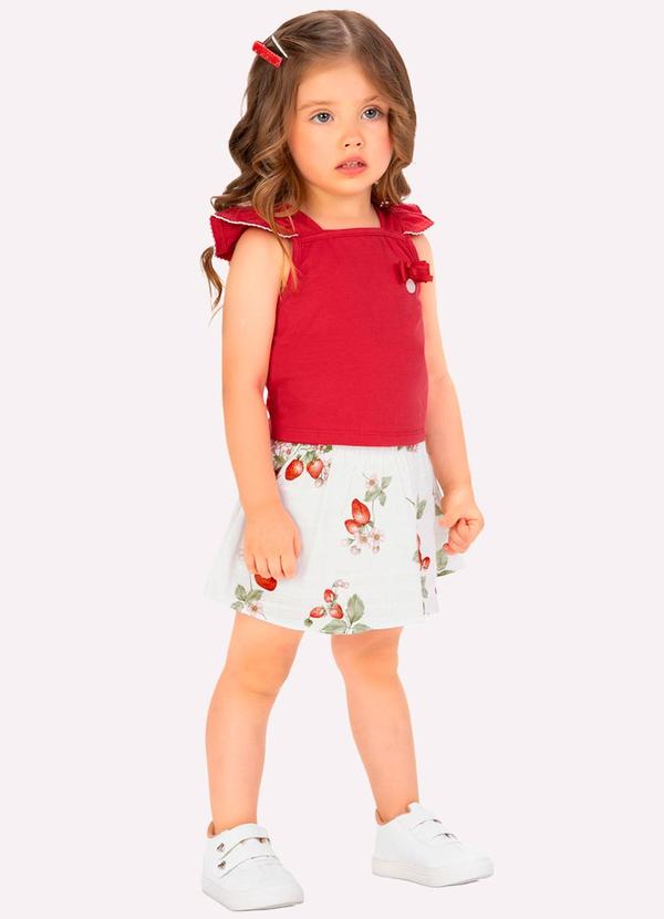 Conjunto Infantil Menina Morango Vermelho