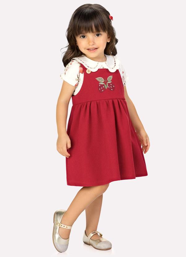 Vista 2 Conjunto Infantil Menina Morangos Off White Milon Milon