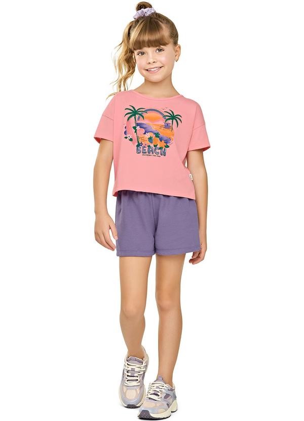 Conjunto Infantil Menina Ombro Deslocado Rosa