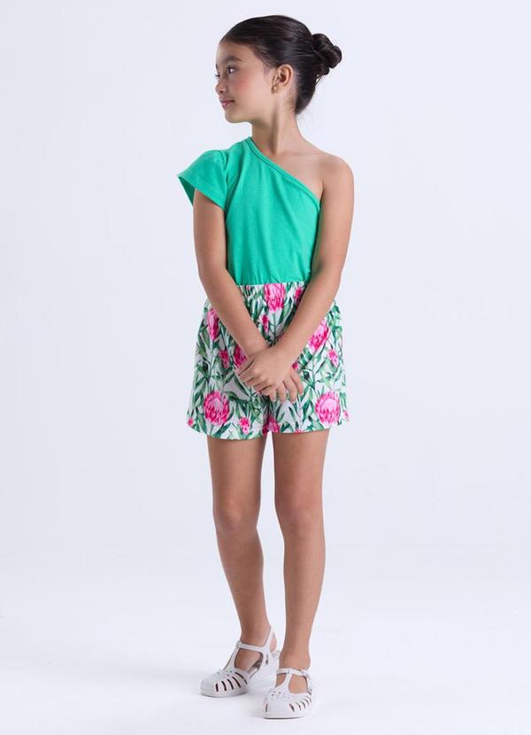 Vista 2 Conjunto Infantil Menina Ombro Único Verde VIDA COSTEIRA VIDA COSTEIRA
