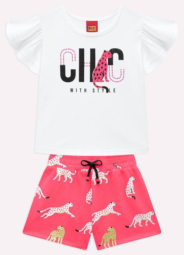 Conjunto Infantil Menina Onças Branco