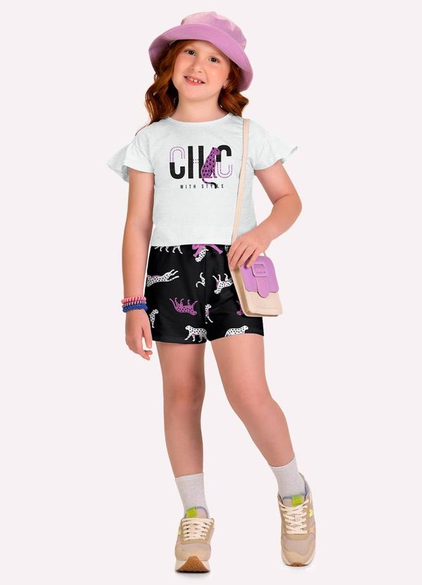 Conjunto Infantil Menina Onças Cinza