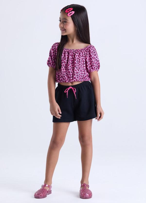 Vista 2 Conjunto Infantil Menina Oncinha Rosa VIDA COSTEIRA VIDA COSTEIRA