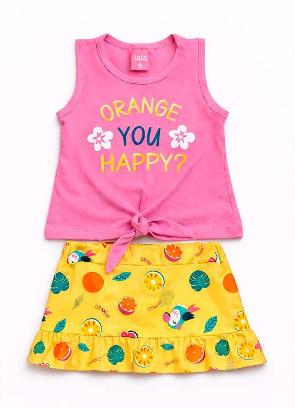 Conjunto Infantil Menina Orange Rosa Claro